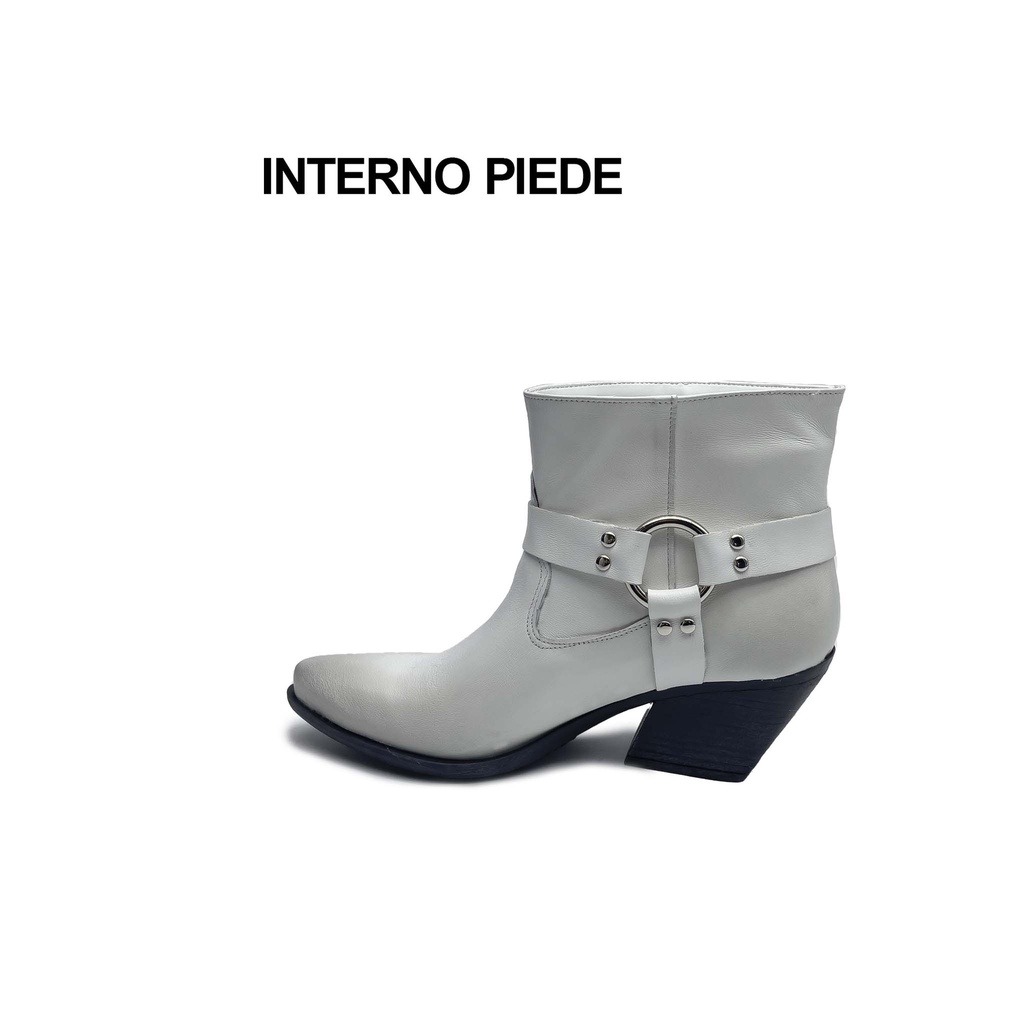 Art. 401 STIVALETTO IN VERA PELLE BIANCA CON CAVIGLIERA