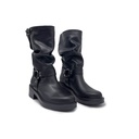 Art. 809 BIKER IN VERA PELLE NERO CON ARRICCIATURA AL GAMBALE E CAVIGLIERA FISSA