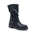 Art. 809 BIKER IN VERA PELLE NERO CON ARRICCIATURA AL GAMBALE E CAVIGLIERA FISSA