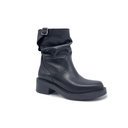 Art. 811 STIVALETTO BIKER IN VERA PELLE NERA CON ARRICCIATURA E FIBBIA