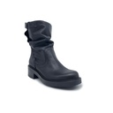 Art. 811 STIVALETTO BIKER IN VERA PELLE NERA CON ARRICCIATURA E FIBBIA