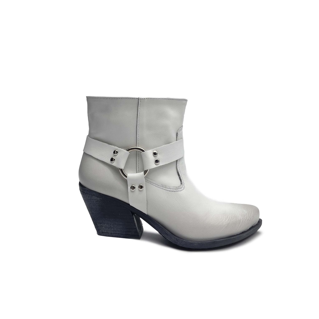 Art. 401 STIVALETTO IN VERA PELLE BIANCA CON CAVIGLIERA