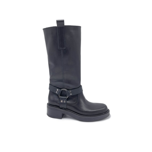 Art. 801 BOTTES EN CUIR VÉRITABLE NOIR AVEC BRACELET DE CHEVILLE FIXE